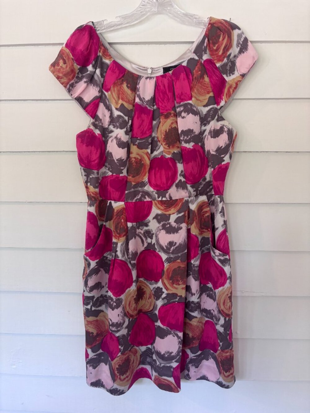 BCBGMaxAzria Silk Abstract Floral Fit & Flare Dress Size 10